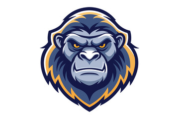 Stern gray gorilla head has yellow eyes and a bold navy outline here