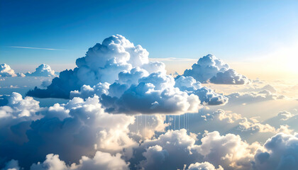 Aerial View Sunlit Cloudscape.
