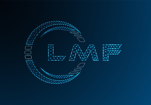 LMF low poly letter logo vector design. LMF lower poly logo design. Low poly logo.