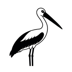 Painted Stork Bird Flat Illustration