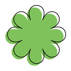 Minimal green daisy with thick black outline and scribbled charm. The stylized design blends abstract art with floral simplicity.