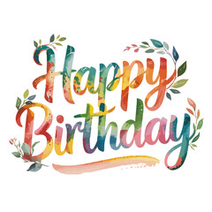 Happy Birthday Typography – Colorful Letters with Starburst Accents on White Background