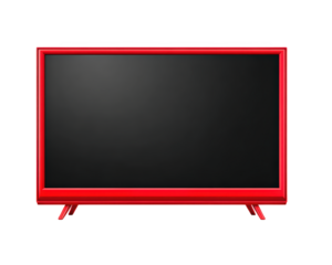 Red lcd tv modern television electronic device isolated on transparency background blank screen home appliance minimal style technology object