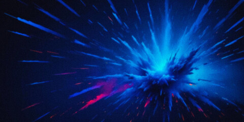 Grainy Abstract cosmic explosion with vibrant blue energy and dynamic particles in space illustration