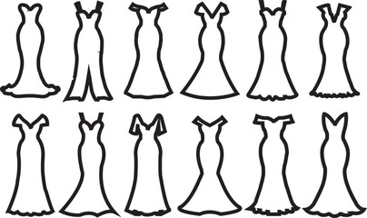 Dress dress icon vector set. frock illustration sign collection