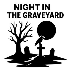 Night in the Graveyard Minimalist Horror Poster