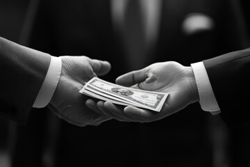 Close-up of a boss handing over a commission bonus to an employee in recognition of their hard work, Generative AI