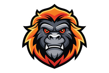 The formidable gorilla mascot shows vibrant orange and black fur around its face