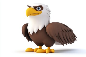 Fototapeta premium Eagle isolated in 3d cartoon character on white background