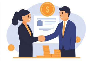 Client and banker shaking hands after finalizing the business investment budget, Generative AI