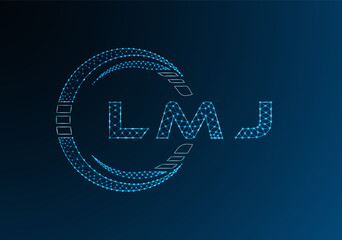 LMJ low poly letter logo vector design. LMJ lower poly logo design. Low poly logo.