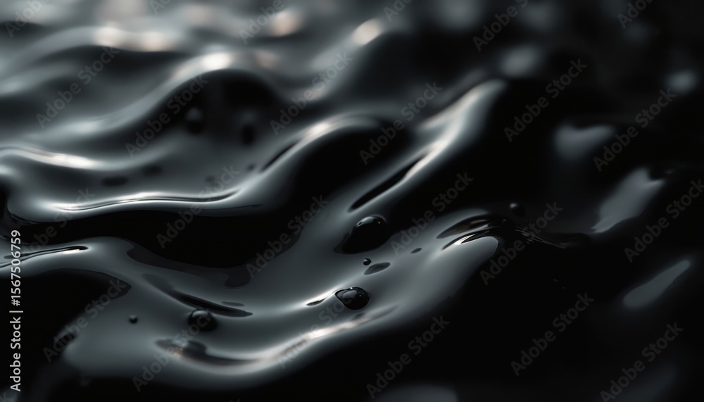 Aufkleber abstract close-up of shimmering dark liquid surface with fluid motion. ripples, waves create dynamic
