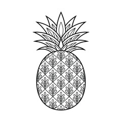 Stylized black and white line art illustration of a pineapple with intricate geometric pattern