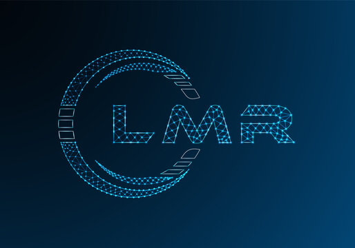 LMR low poly letter logo vector design. LMR lower poly logo design. Low poly logo.