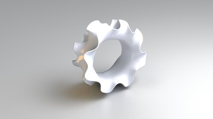 Obraz premium Abstract white sculpture with a circular opening and wavy edges.
