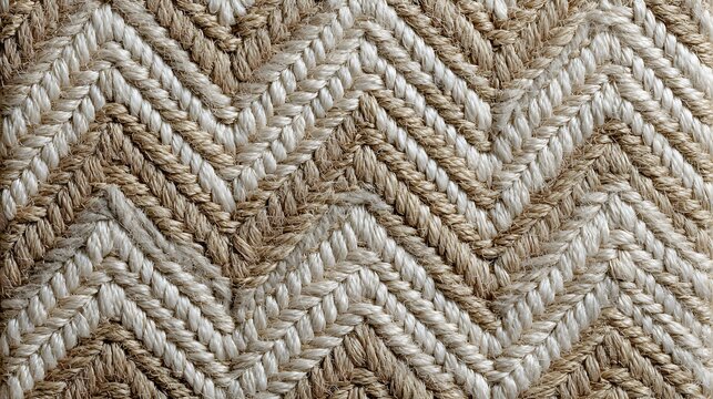 Jute texture with chevron pattern in light sand and beige