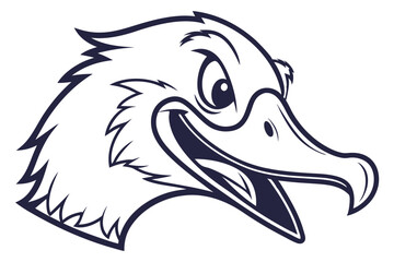 shows an aggressive, simplified, and stylized bald eagle head with line art