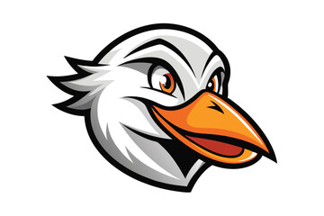 The cartoon duck head with an orange beak displays a bright, confident expression