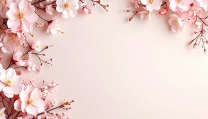 Obraz premium Delicate cherry blossom arrangement nature background floral art spring vibe close-up perspective aesthetic beauty