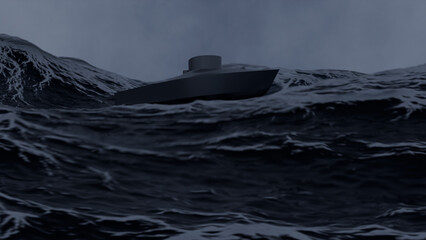 Ukrainian combat naval drone, modern unmanned watercraft floating in the sea
