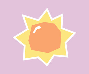 Bright Sun Sticker with Flat Soft Color Palette in Cutout Style