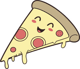 Kawaii Pizza Slice Illustration for Cute and Fun Designs. Adorable Kawaii Pizza Slice Clipart for Digital and Print Projects. Smiling Kawaii Pizza Slice Artwork for Social Media and Crafts