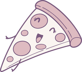 Kawaii Pizza Slice Illustration for Cute and Fun Designs. Adorable Kawaii Pizza Slice Clipart for Digital and Print Projects. Smiling Kawaii Pizza Slice Artwork for Social Media and Crafts