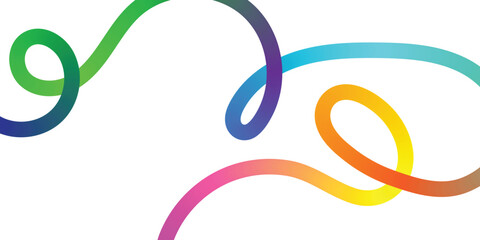 Colorful Abstract Lines Intertwining on White Background. A vibrant abstract design featuring interwoven, flowing lines of various colors rainbow gradient.