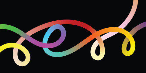 Colorful Abstract Lines Intertwining on White Background. A vibrant abstract design featuring interwoven, flowing lines of various colors rainbow gradient.