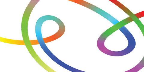 Abstract Colorful Intertwined Lines on Black Background. Dynamic abstract image featuring interconnected swirling lines of vibrant, gradient colors green, yellow, blue, purple, pink against a solid 