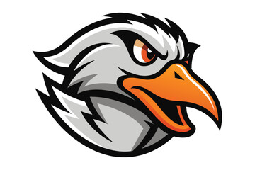 Fierce eagle head showcases strong orange beak and menacing gaze in detailed style