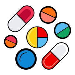 Colorful Pills and Capsules Collection medicine health