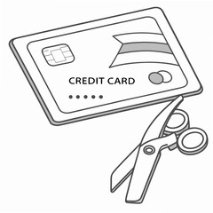 Credit card being cut by scissors cutting finance