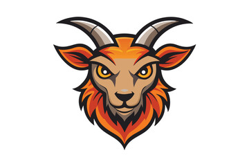 Fierce goat mascot stares intently with golden eyes and prominent horns