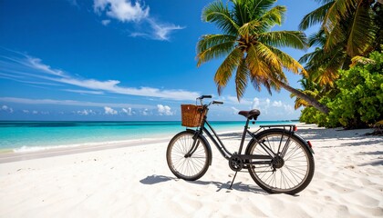 Fototapeta premium Beach Bike Paradise: Idyllic Tropical Getaway