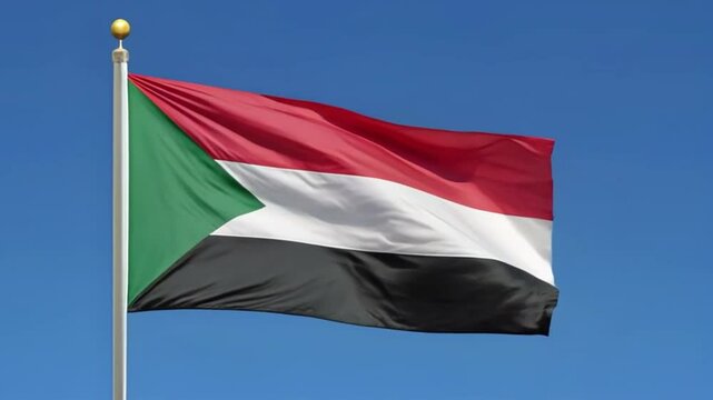 Waving flags of Sudan