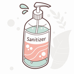 Hand sanitizer bottle with dispenser and liquid hygiene cleanliness