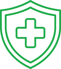 Line drawing of a medical health protection icon, Health protection shield. Icon for design. Easily editable