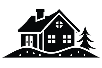 Fototapeta premium snow covered house vector icon