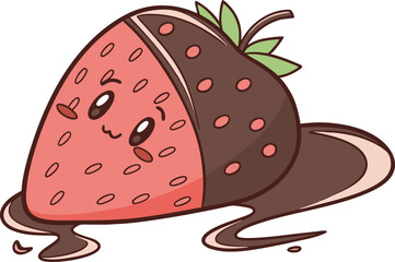 Kawaii Strawberry Illustration for Cute and Fun Designs. Adorable Kawaii Strawberry Clipart for Digital and Print Projects. Smiling Kawaii Strawberry Artwork for Social Media and Crafts. Cute Kawaii
