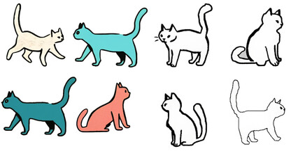 Cat Silhouettes Vector Set – Various Pet Poses for Animal Illustrations and Graphics