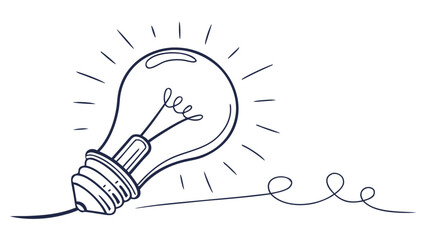 Linear Glowing Light Bulb Illustration Idea, Innovation, Inspiration