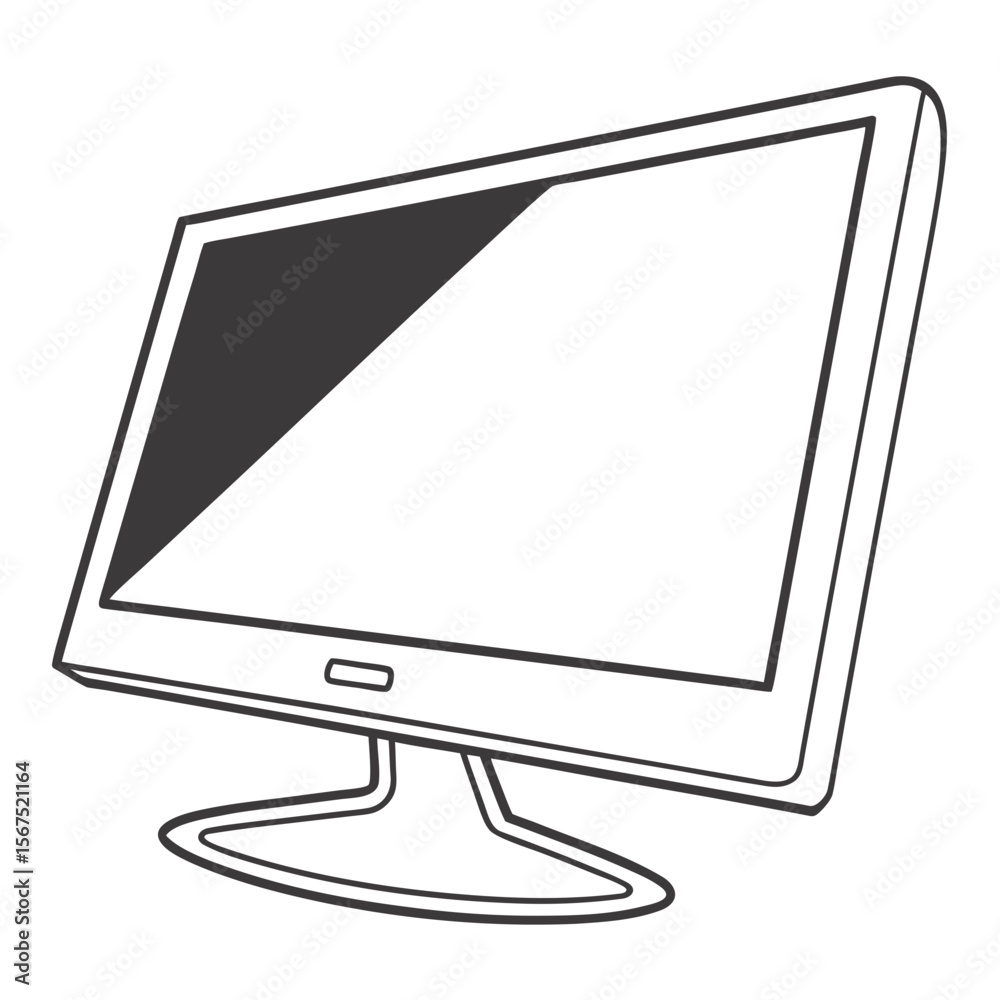 Fototapete Modern flat screen monitor with dark display technology computer