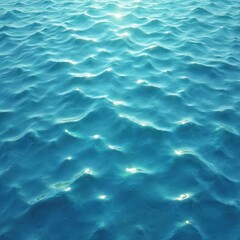 Seamless top view of wavy blue ocean water surface. Realistic illustration of sea waves with sun glare, ideal for tiling, architectural visualization, or game design backgrounds.