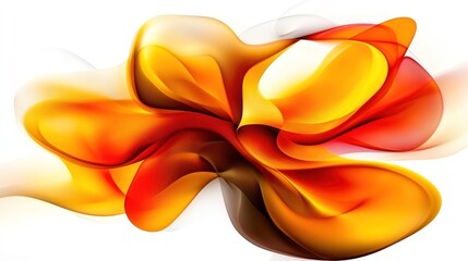 Dynamic Abstract: Flowing Orange and Yellow Forms on White Background