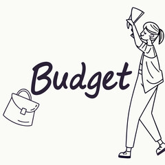 Person holding paper with briefcase and budget text finance planning