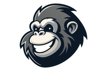 Grinning gorilla head showing teeth gives a friendly yet fearsome impression to any viewer