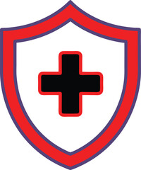 Line drawing of a medical health protection icon, Health protection shield. Icon for design. Easily editable