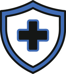 Line drawing of a medical health protection icon, Health protection shield. Icon for design. Easily editable