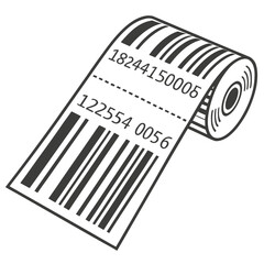 Receipt with Barcode and Numbers paper roll